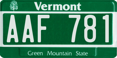 VT license plate AAF781