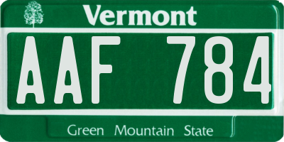 VT license plate AAF784