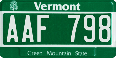 VT license plate AAF798