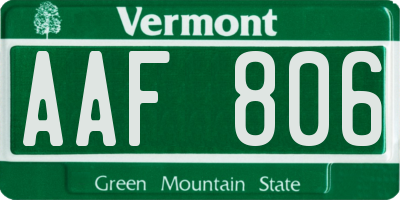 VT license plate AAF806