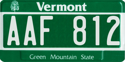 VT license plate AAF812