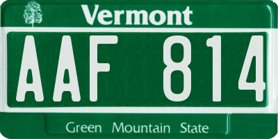 VT license plate AAF814