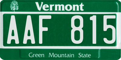 VT license plate AAF815