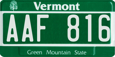 VT license plate AAF816