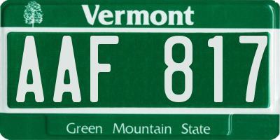 VT license plate AAF817