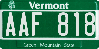 VT license plate AAF818