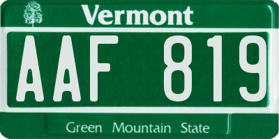 VT license plate AAF819