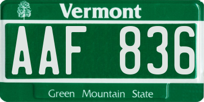 VT license plate AAF836