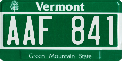 VT license plate AAF841