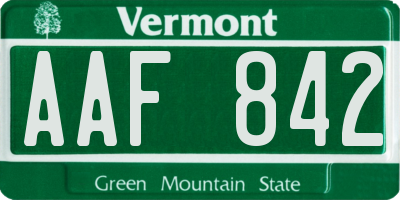 VT license plate AAF842