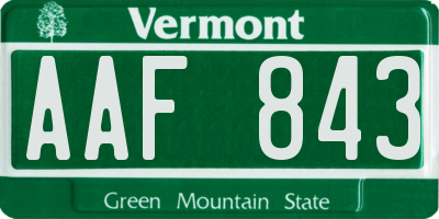 VT license plate AAF843