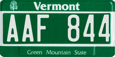 VT license plate AAF844