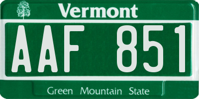 VT license plate AAF851