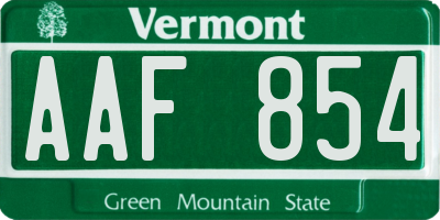 VT license plate AAF854