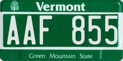 VT license plate AAF855