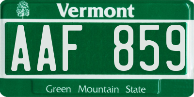 VT license plate AAF859