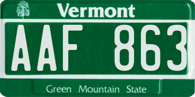 VT license plate AAF863