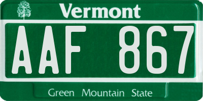 VT license plate AAF867