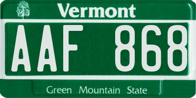 VT license plate AAF868