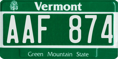 VT license plate AAF874