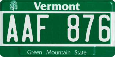 VT license plate AAF876