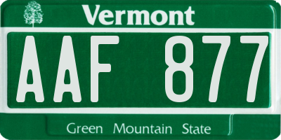 VT license plate AAF877