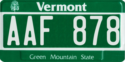 VT license plate AAF878