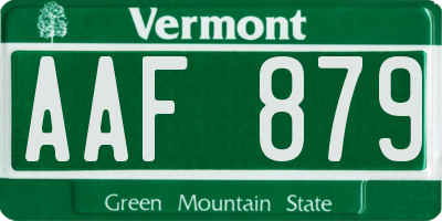 VT license plate AAF879