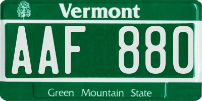 VT license plate AAF880