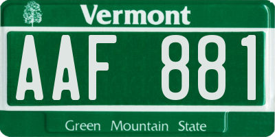 VT license plate AAF881