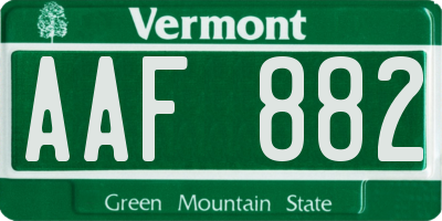 VT license plate AAF882