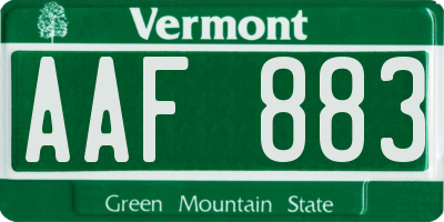 VT license plate AAF883