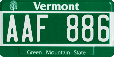 VT license plate AAF886