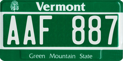 VT license plate AAF887