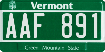 VT license plate AAF891