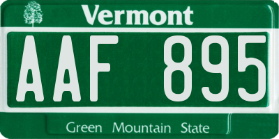 VT license plate AAF895