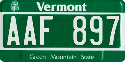 VT license plate AAF897