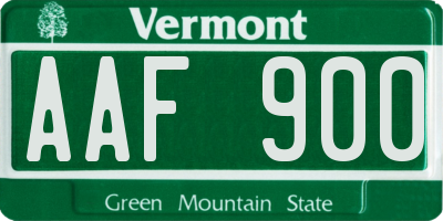 VT license plate AAF900