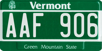 VT license plate AAF906