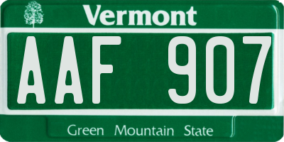 VT license plate AAF907