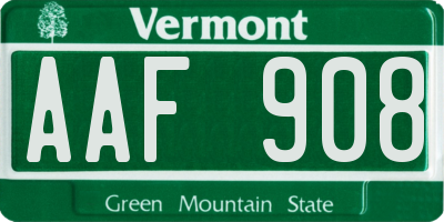 VT license plate AAF908