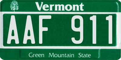 VT license plate AAF911