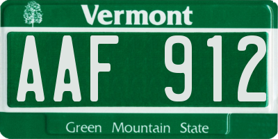 VT license plate AAF912