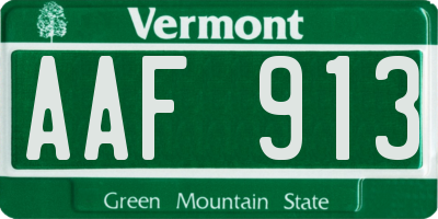 VT license plate AAF913