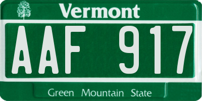 VT license plate AAF917