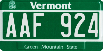 VT license plate AAF924