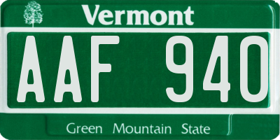 VT license plate AAF940