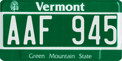 VT license plate AAF945