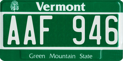 VT license plate AAF946