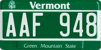 VT license plate AAF948